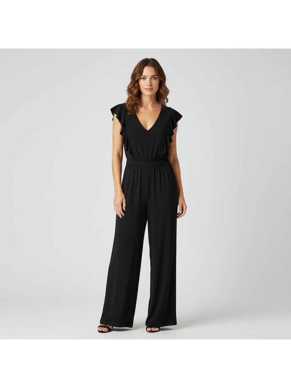 Vince Camuto flutter sleeve v-neck wide leg jumpsuit size 6 style VC0 –0099